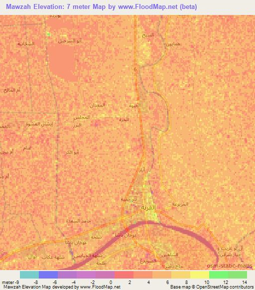 Mawzah,Iraq Elevation Map