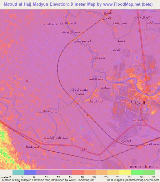 Matrud al Hajj Madyun,Iraq Elevation Map