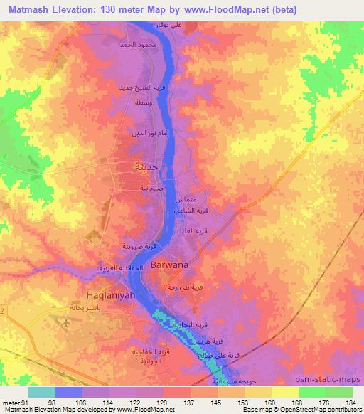 Matmash,Iraq Elevation Map