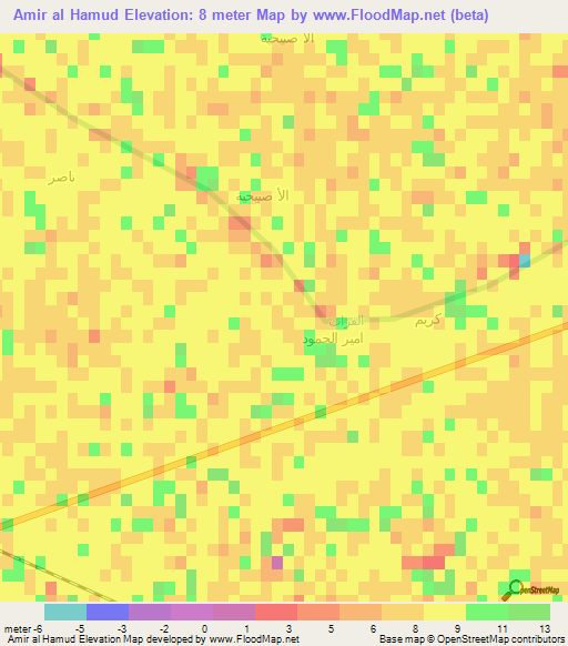 Amir al Hamud,Iraq Elevation Map