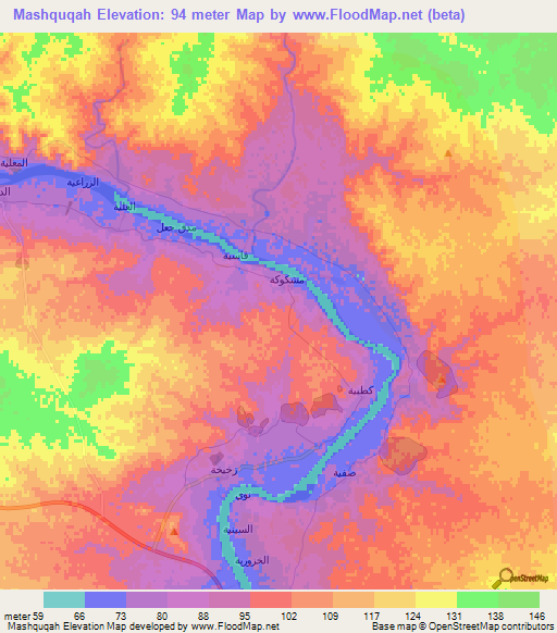 Mashquqah,Iraq Elevation Map