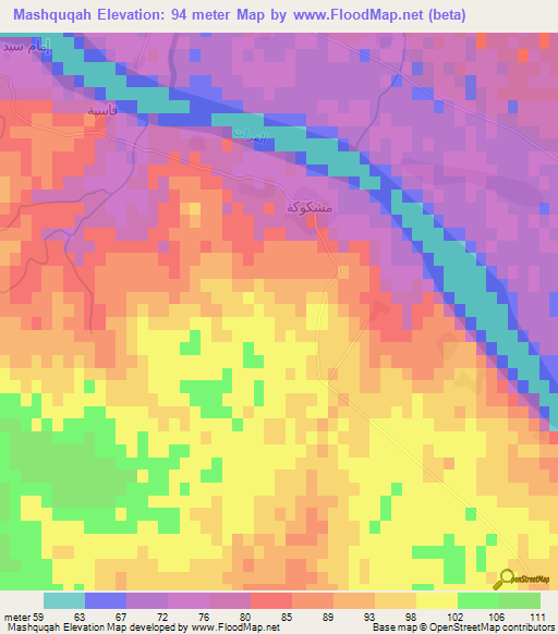 Mashquqah,Iraq Elevation Map