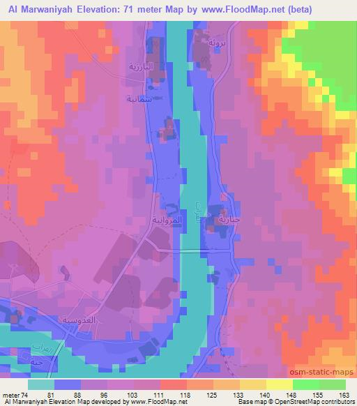 Al Marwaniyah,Iraq Elevation Map