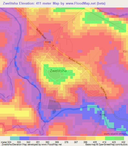 Zwelitsha,South Africa Elevation Map