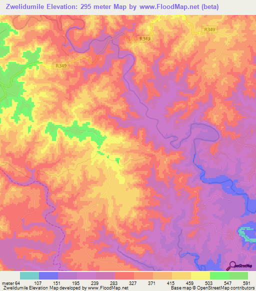 Zwelidumile,South Africa Elevation Map