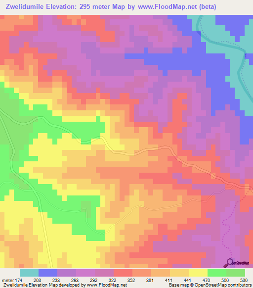 Zwelidumile,South Africa Elevation Map