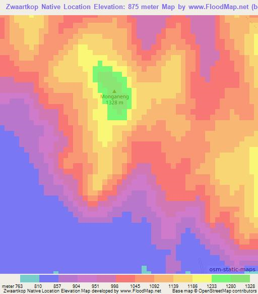 Zwaartkop Native Location,South Africa Elevation Map