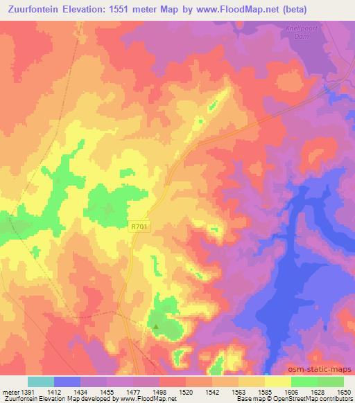 Zuurfontein,South Africa Elevation Map