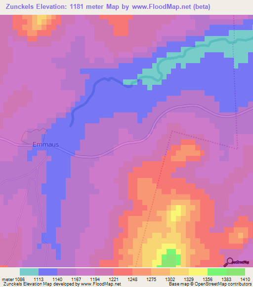 Zunckels,South Africa Elevation Map