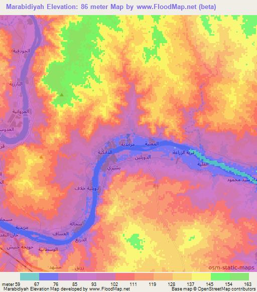 Marabidiyah,Iraq Elevation Map