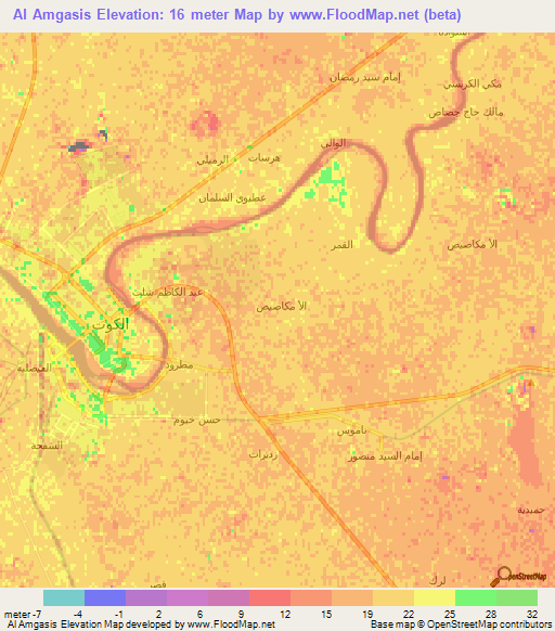 Al Amgasis,Iraq Elevation Map