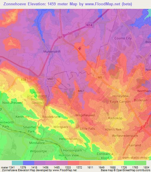 Zonnehoeve,South Africa Elevation Map