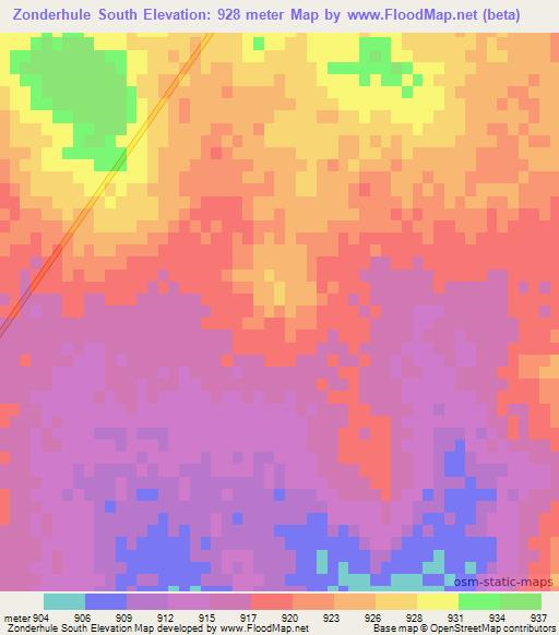 Zonderhule South,South Africa Elevation Map