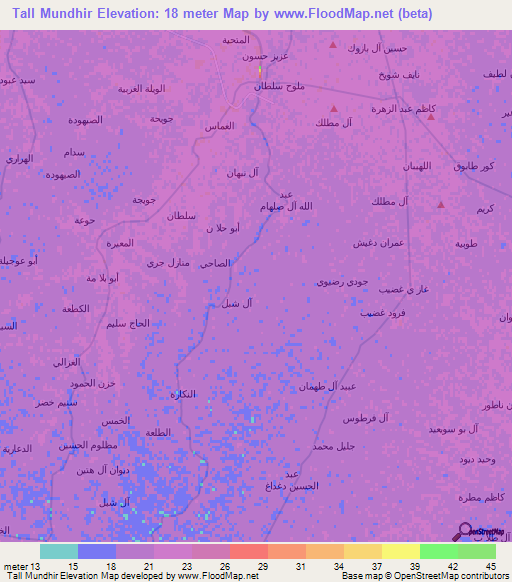 Tall Mundhir,Iraq Elevation Map