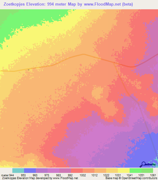 Zoetkopjes,South Africa Elevation Map