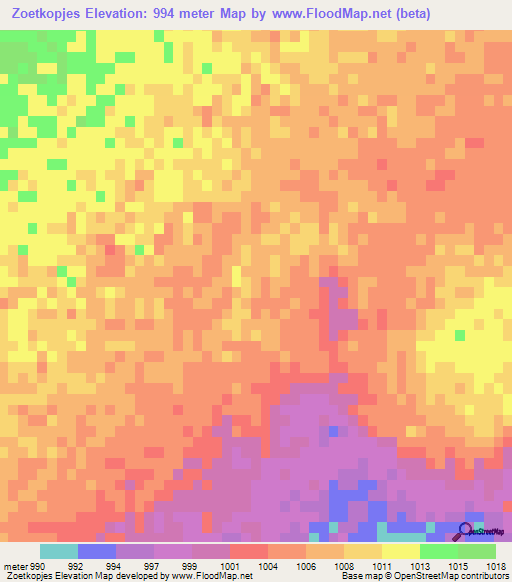 Zoetkopjes,South Africa Elevation Map