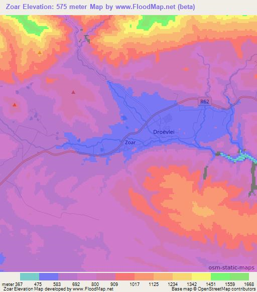 Zoar,South Africa Elevation Map