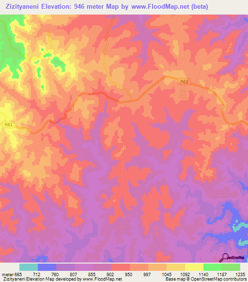 Zizityaneni,South Africa Elevation Map