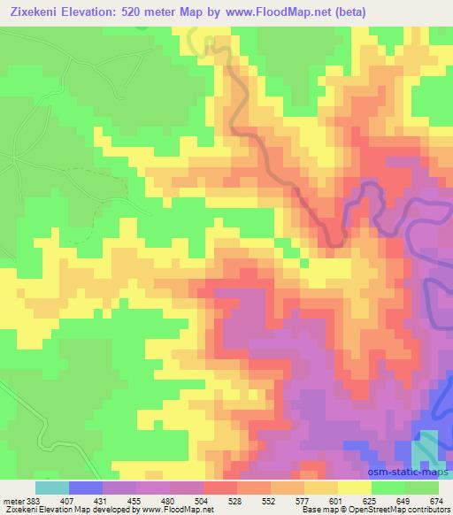 Zixekeni,South Africa Elevation Map