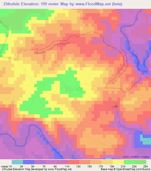 Zithulele,South Africa Elevation Map