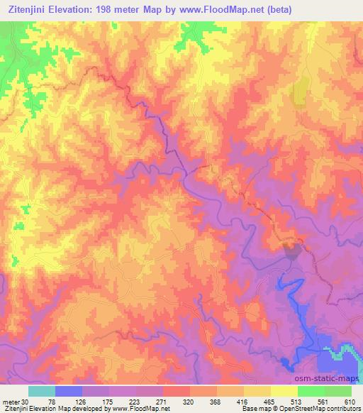 Zitenjini,South Africa Elevation Map