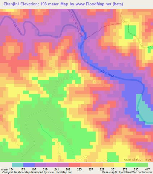 Zitenjini,South Africa Elevation Map