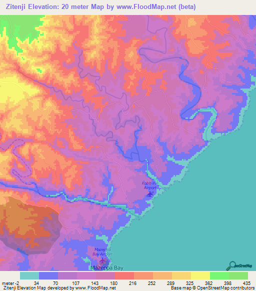 Zitenji,South Africa Elevation Map