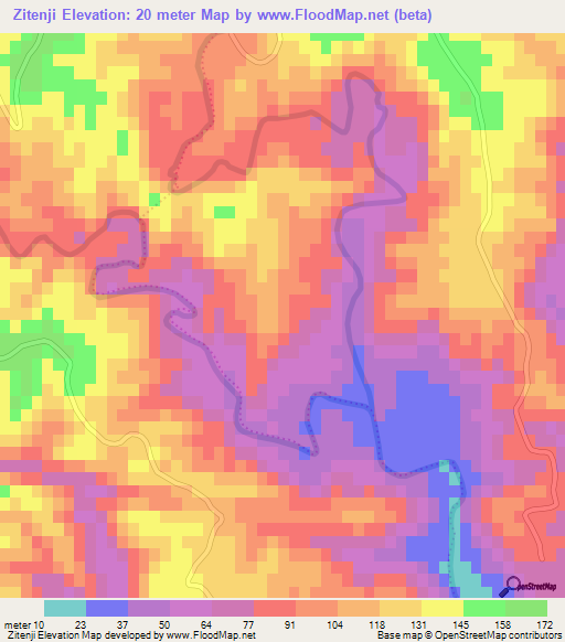 Zitenji,South Africa Elevation Map