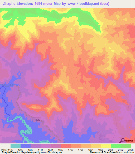 Zitapile,South Africa Elevation Map