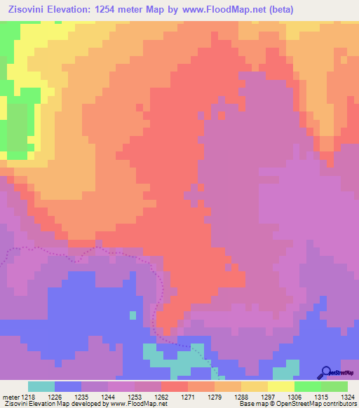 Zisovini,South Africa Elevation Map