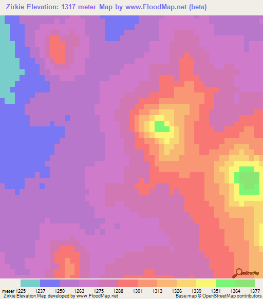 Zirkie,South Africa Elevation Map