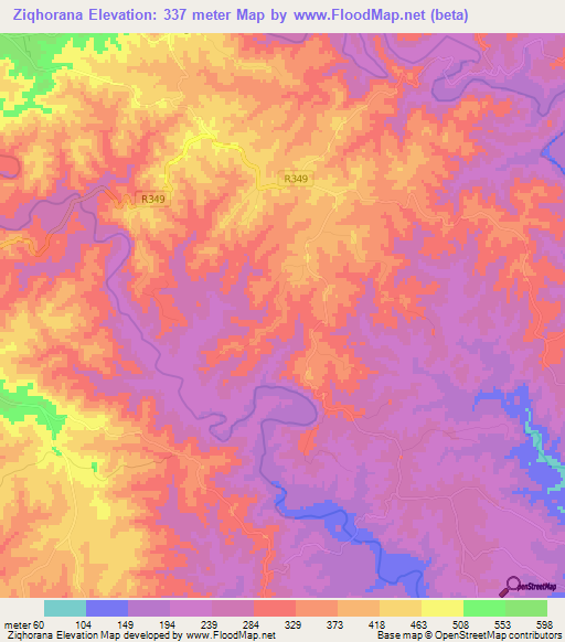 Ziqhorana,South Africa Elevation Map