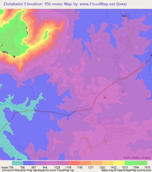 Zintukwini,South Africa Elevation Map