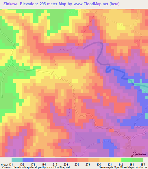 Zinkawu,South Africa Elevation Map