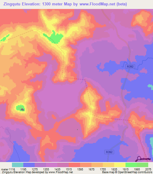 Zingqutu,South Africa Elevation Map