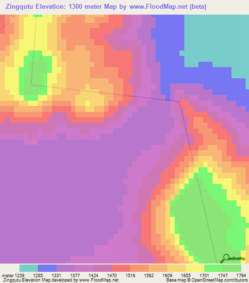 Zingqutu,South Africa Elevation Map