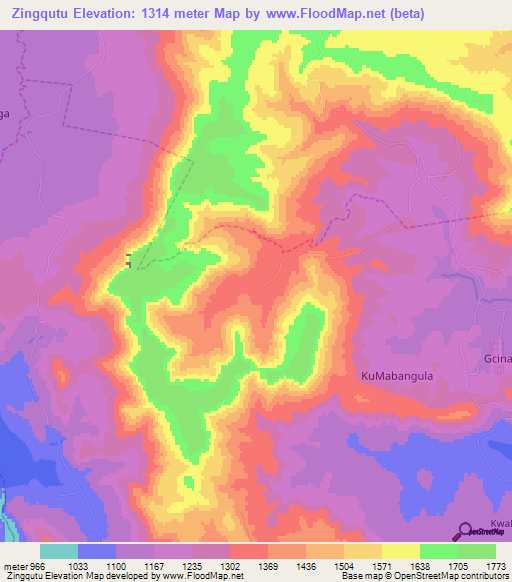 Zingqutu,South Africa Elevation Map