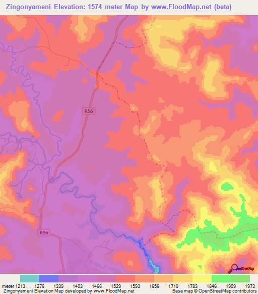 Zingonyameni,South Africa Elevation Map