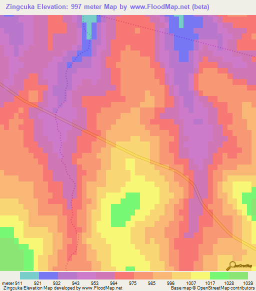 Zingcuka,South Africa Elevation Map