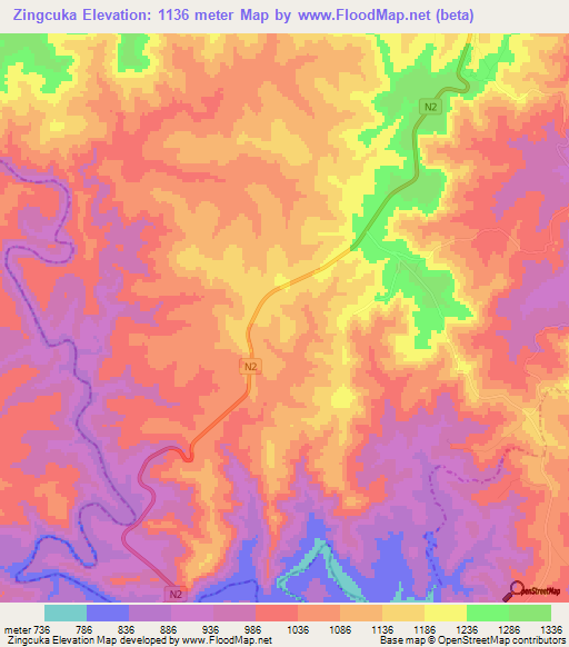 Zingcuka,South Africa Elevation Map