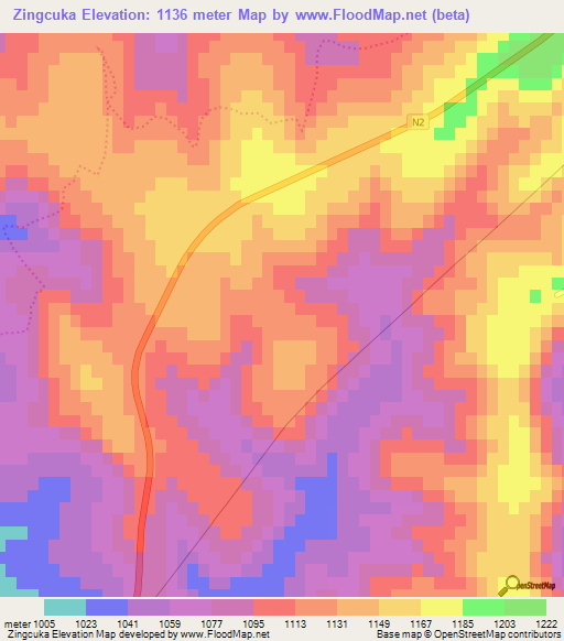 Zingcuka,South Africa Elevation Map