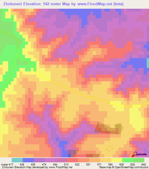 Zinduneni,South Africa Elevation Map