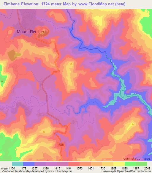 Zimbane,South Africa Elevation Map