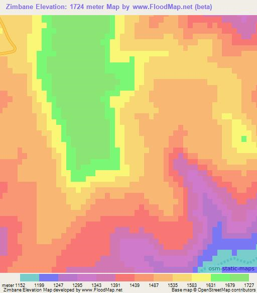 Zimbane,South Africa Elevation Map