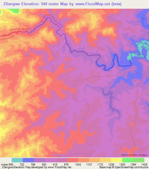 Zilangwe,South Africa Elevation Map