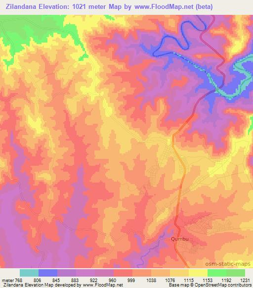 Zilandana,South Africa Elevation Map