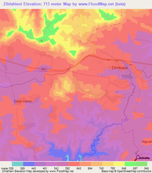 Zihlahleni,South Africa Elevation Map