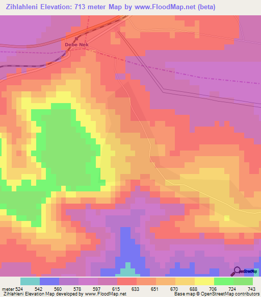 Zihlahleni,South Africa Elevation Map