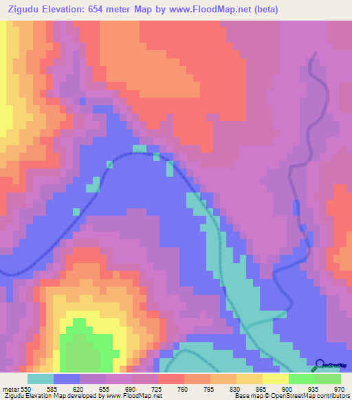 Zigudu,South Africa Elevation Map