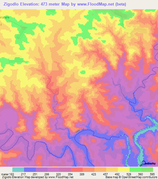 Zigodlo,South Africa Elevation Map